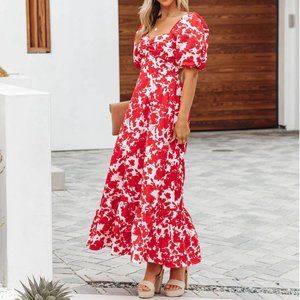 PUFF SHOULDER MAXI DRESS